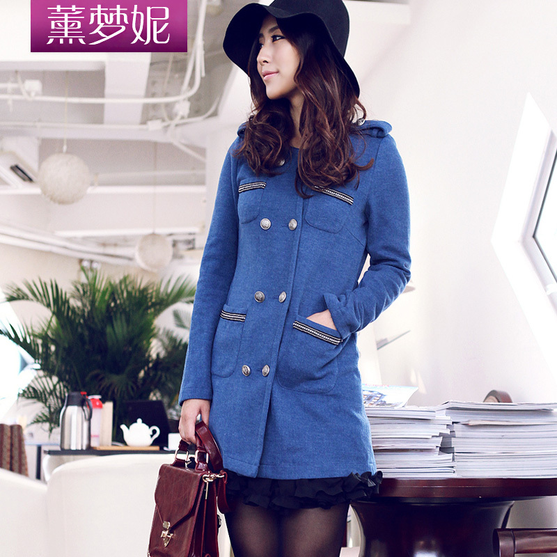 2013 spring and autumn women's double breasted medium-long slim all-match long-sleeve trench outerwear