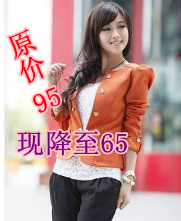 2013 spring and autumn women's double breasted slim blazer short jacket female