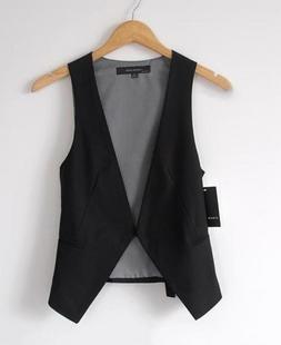 2013 spring and autumn women's fashion buckle slim black suit small vest ,short Suit Vest,fress shipping