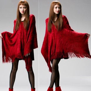 2013 spring and autumn women's loose knitted sweater cloak scarf goatswool villus fur shirt