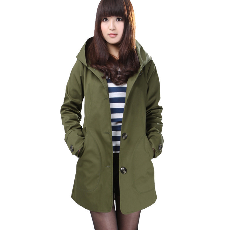 2013 spring and autumn women's medium-long plus size fashion trench spring and autumn slim Army Green