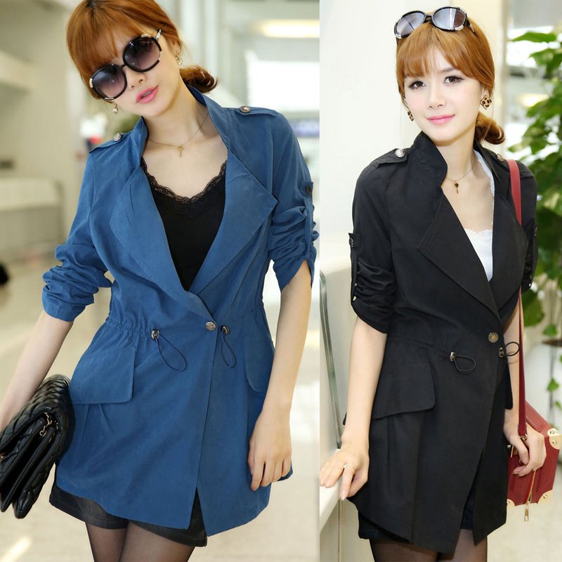 2013 spring and autumn women's plus size slim medium-long long-sleeve lacing fashion formal trench outerwear