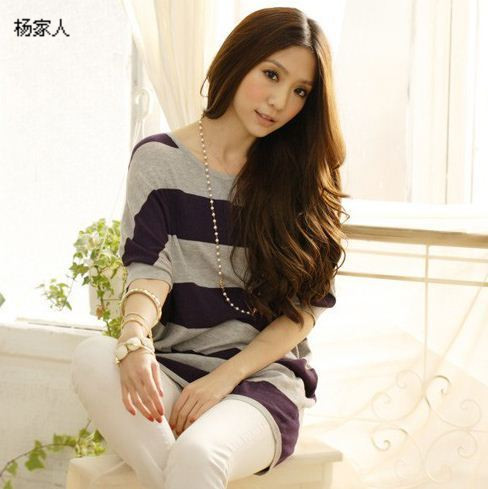 2013 spring and autumn women's sweet batwing shirt loose back cutout thin loose sweater