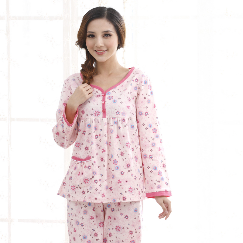 2013 spring and autumn women's V-neck long-sleeve 100% cotton sleepwear twinset lounge