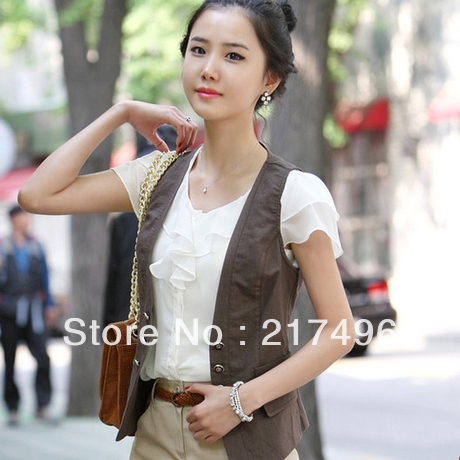 2013 spring and autumn women's vest   plus size slim waist short design small vest female