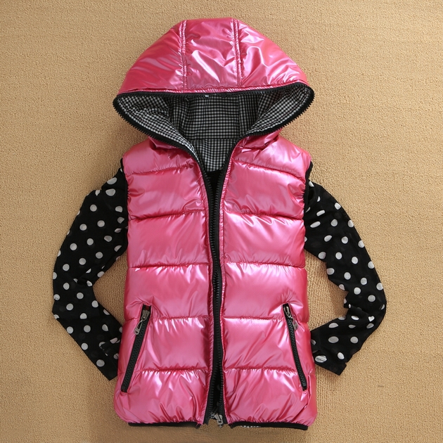 2013 spring and autumn Women with a hood down cotton reversible vest shiny vest cotton vest plus size plus size