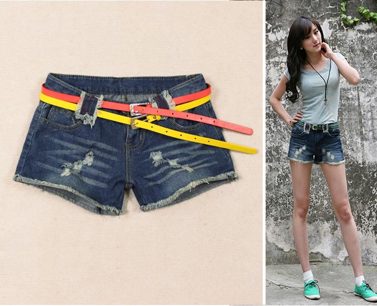 2013 spring and summer denim shorts autumn and winter female loose hole flash single-shorts basic shorts