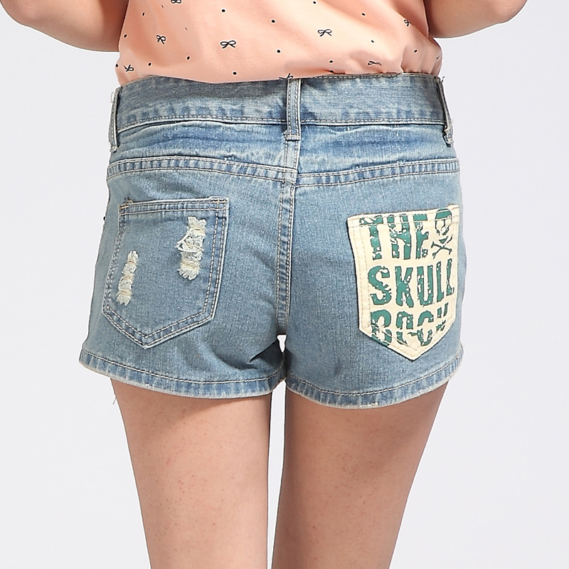 2013 spring and summer denim shorts female casual distrressed loose female shorts