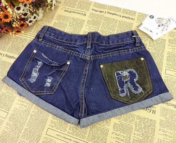 2013 spring and summer denim shorts female casual loose plus size fashion all-match water wash distrressed shorts