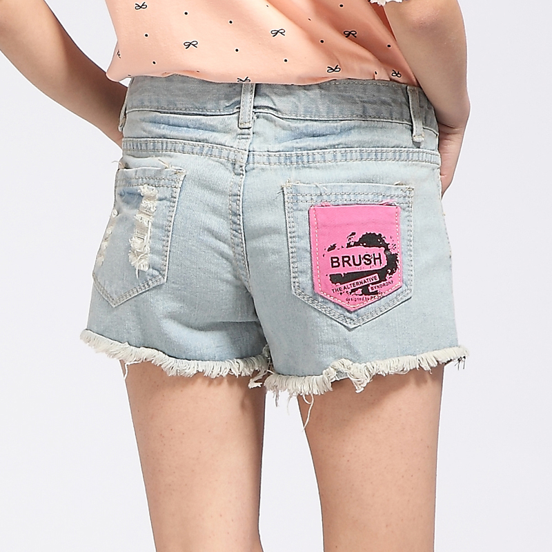 2013 spring and summer denim shorts female distrressed all-match loose female shorts