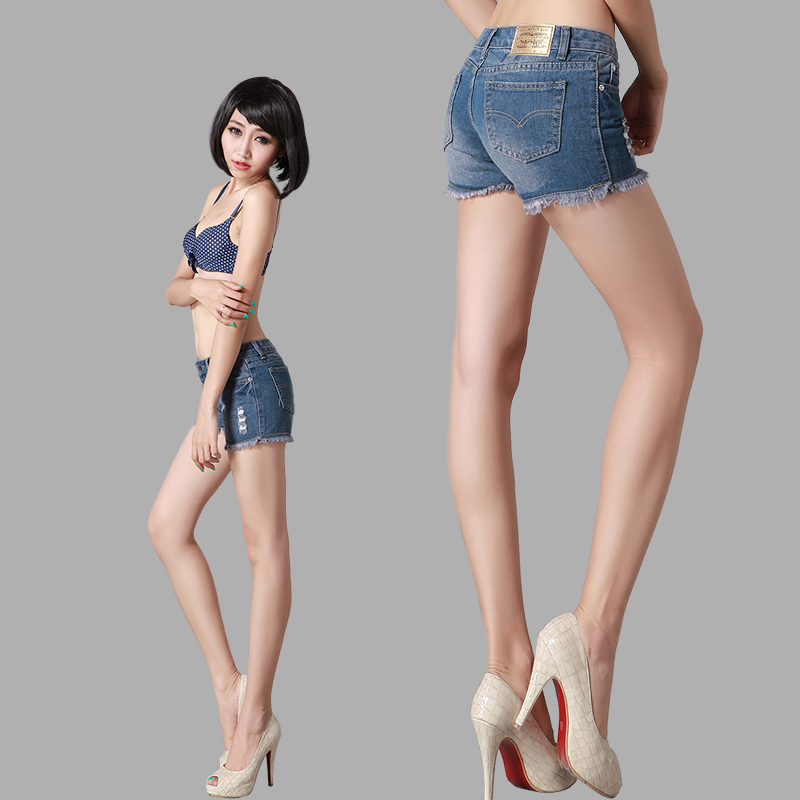 2013 spring and summer denim shorts female distrressed loose female shorts