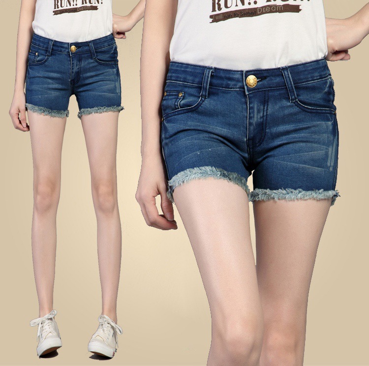 2013 spring and summer denim shorts female distrressed loose female shorts denim