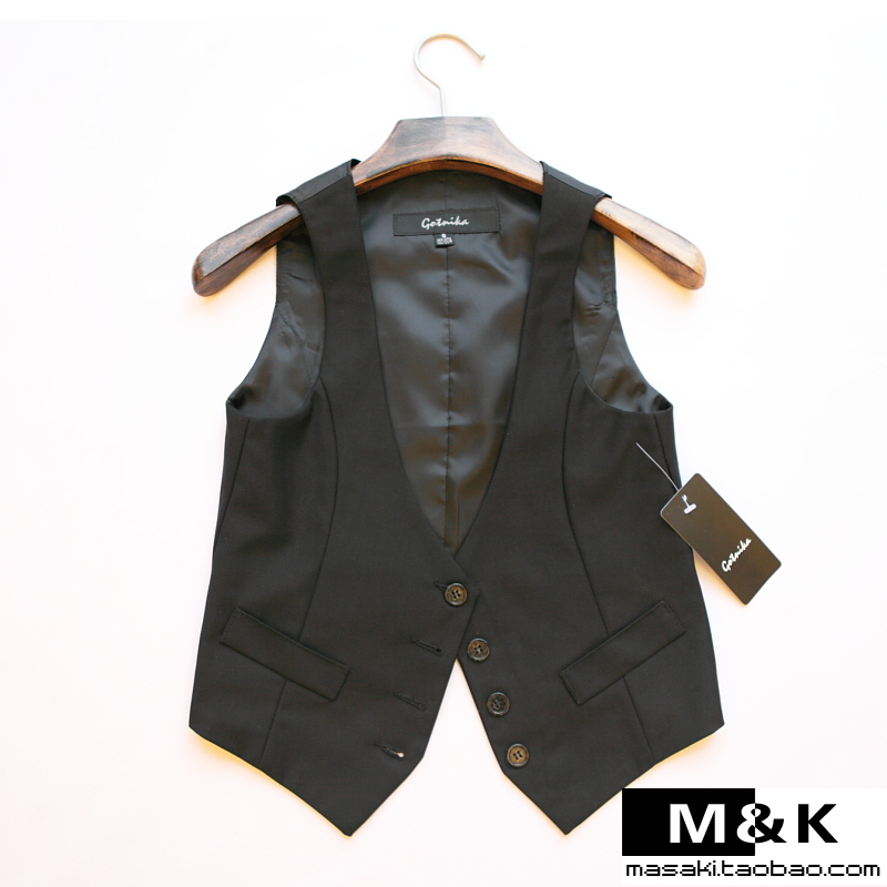 2013 spring and summer fashion irregular patchwork slim suit small vest female black short design vest