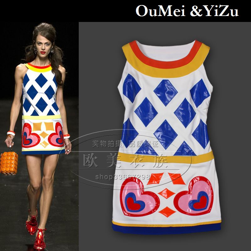 2013 spring and summer fashion women's luxury cotton quality patent leather fashion slim one-piece dress