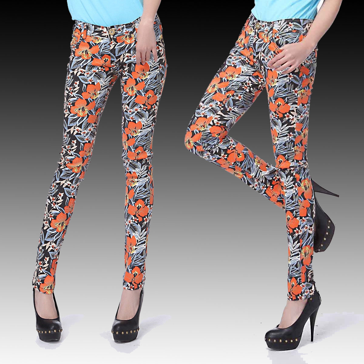 2013 spring and summer flowers women's water wash all-match jeans slim pencil pants