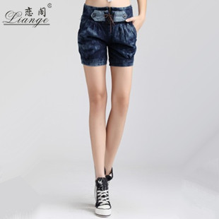 2013 spring and summer loose plus size denim shorts female mid waist thin bloomers shorts