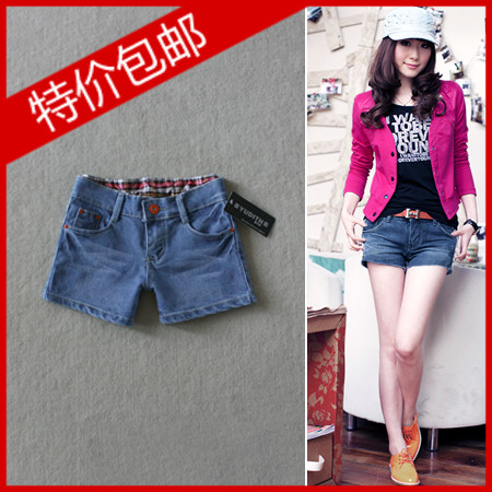 2013 spring and summer loose roll-up hem denim shorts female