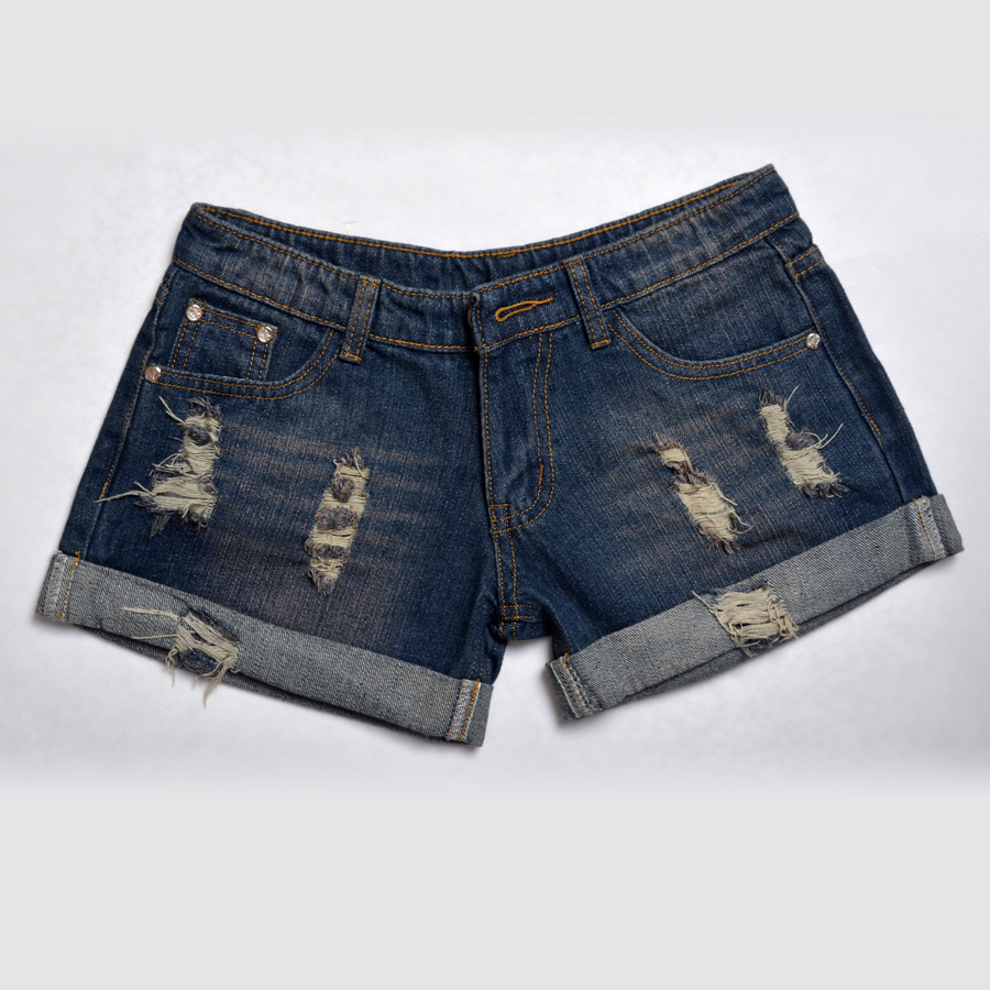 2013 spring and summer loose roll-up women's hem denim shorts female summer women shorts