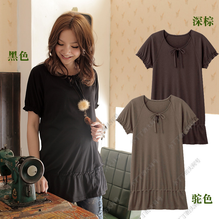 2013 spring and summer maternity clothing 100% cotton short-sleeve top 100% medium-long cotton t-shirt brief charm