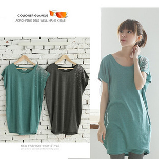 2013 spring and summer maternity clothing solid color brief T-shirt maternity short-sleeve top maternity basic shirt