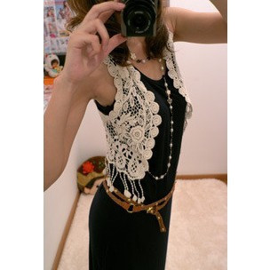 2013 spring and summer new arrival handmade crochet crotch cutout vest tassel vest cape