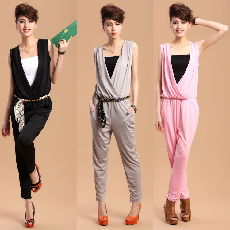 2013 Spring and summer New fashion V-neck harem pants jumpsuit plus size women's casual pants