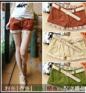 2013 spring and summer new Korean version of Women lace low waist straight candy colors leisure shorts hot pants