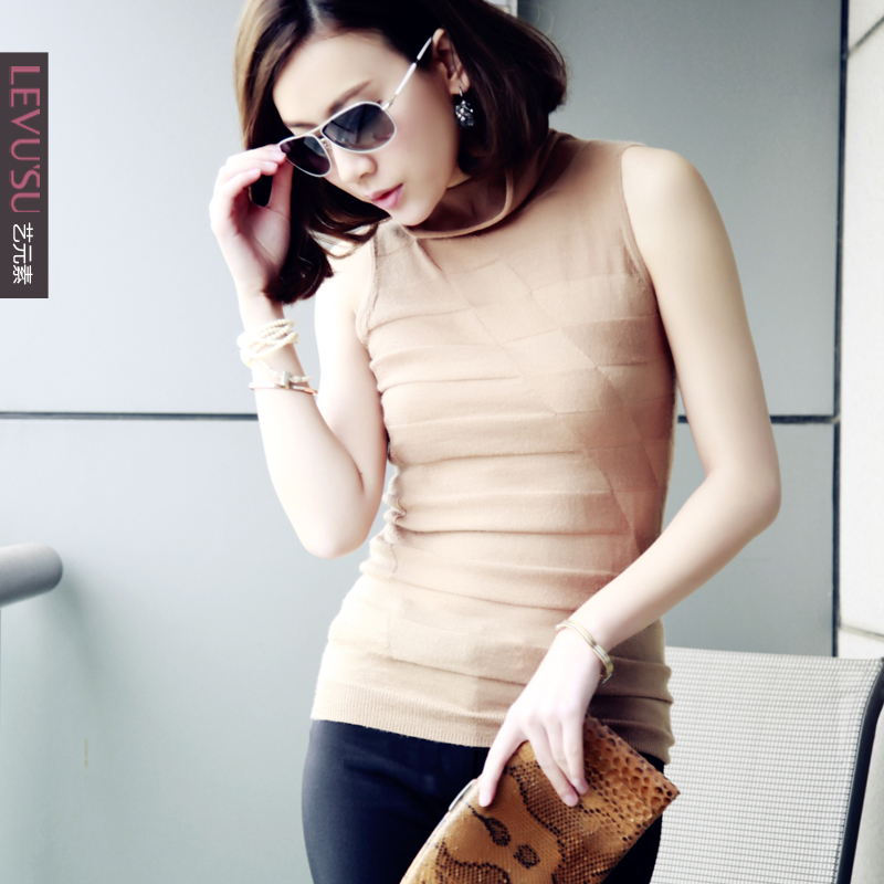 2013 spring and summer oggi elegant intellectuality sleeveless slim thin sweater plus size available