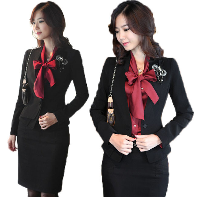 2013 spring and summer OL outfit occupational slim set blazer bust skirt twinset