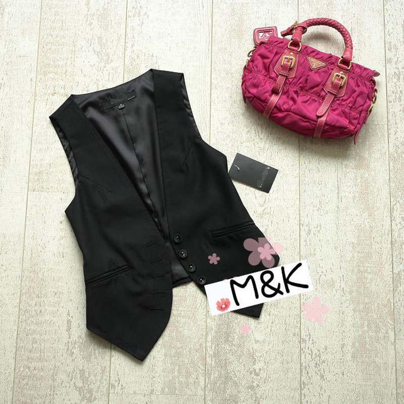 2013 spring and summer three-dimensional cut brief all-match sleeveless suit slim small vest female black