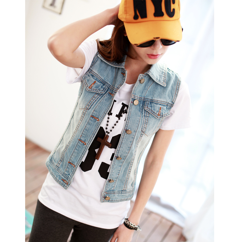 2013 spring and summer women's fashion vintage fashion denim vest denim upperwear sleeveless vest outerwear denim