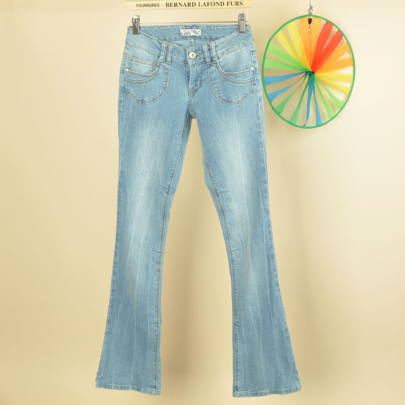 2013 spring and summer women's hemp cotton low-waist bell bottom jeans trousers plus size 5a10k (WC001)