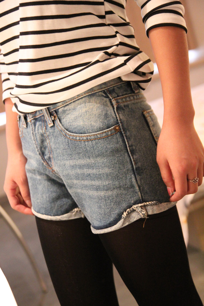 2013 spring and summer women's hole roll-up hem loose plus size denim shorts female shorts boot cut jeans