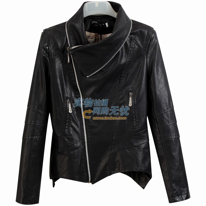 2013 spring and summer women's leather clothing personality slim outerwear black