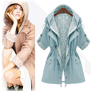 2013 spring asos vintage loose medium-long plus size lace thin trench outerwear female