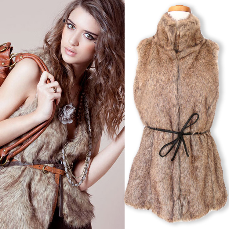 2013 spring autumn and winter fashion faux vest outerwear medium-long fur vest stand collar