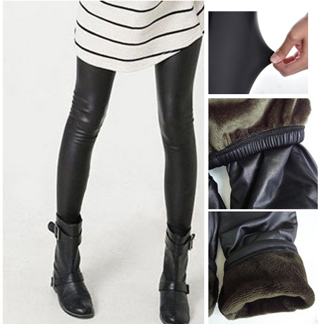 2013 spring autumn and winter slim women's matt faux leather pants thermal ankle length legging