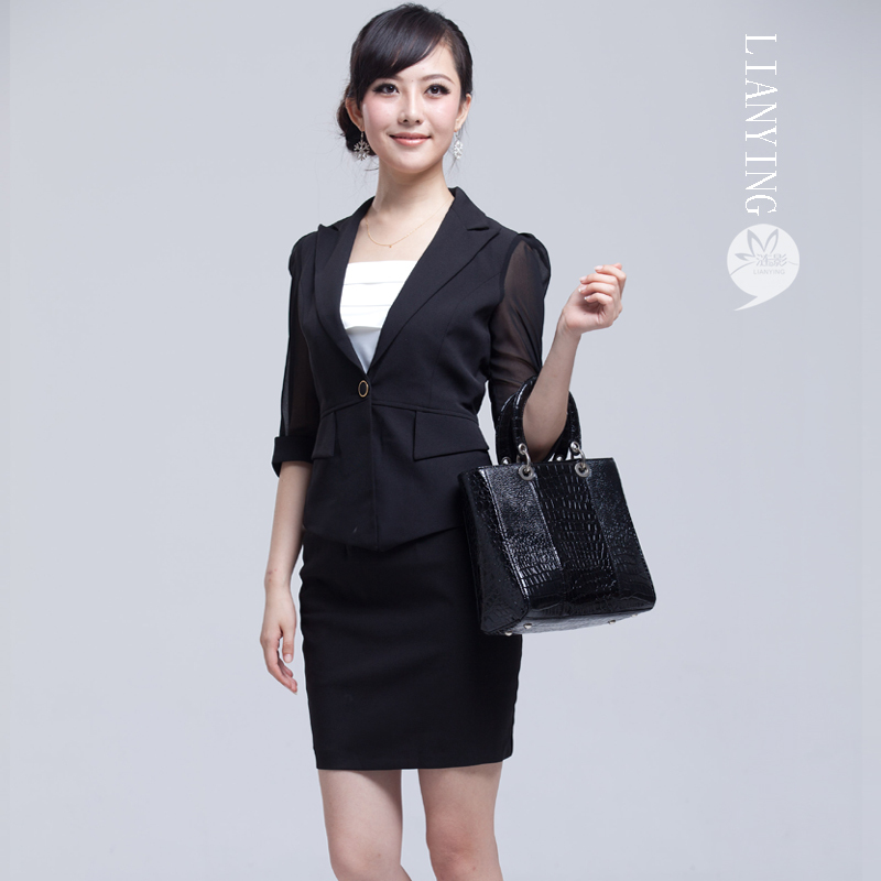 2013 spring autumn new arrival fashion work wear women's set quality easy care ol blazer skirt