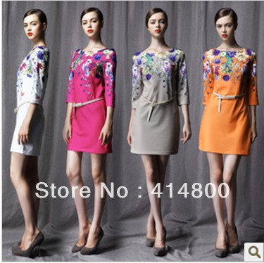 2013 spring autumn women's vintage flower print elegant