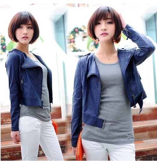 2013 spring beautiful motorcycle short design slim PU clothing women's jacket short jacket