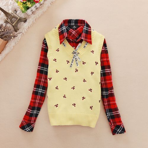 2013 spring bow V-neck Women slim sweater wool waistcoat sweater vest