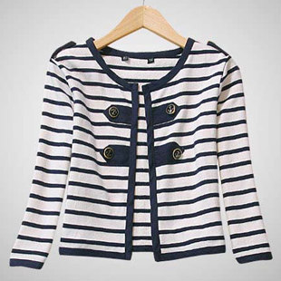 2013 spring british style three quarter sleeve coat fashion slim stripe short jacket