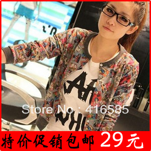 2013 spring cartoons casual o-neck long-sleeve coat shorts outerwear