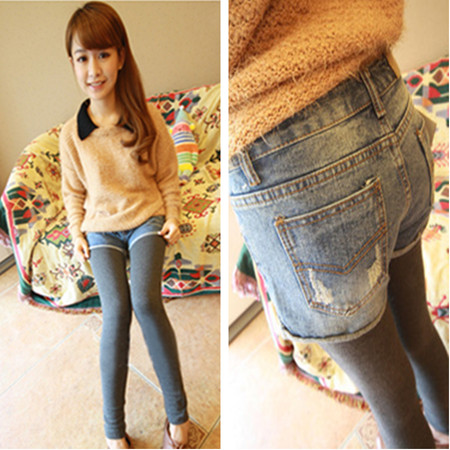 2013 spring cat water wash denim shorts loose denim shorts boots pants