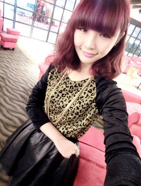 2013 spring clothing new golden leopard grain velvet spell leather dress free shipping