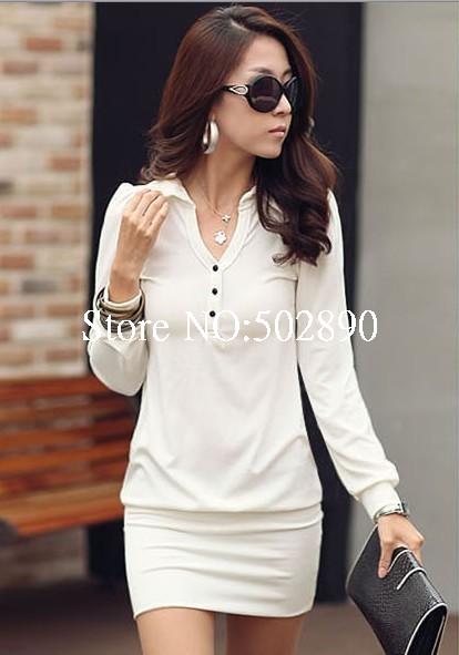 2013 Spring clothing new slim hip Women Fashion Buttons Solid Slim Long-Sleeve Casual Cotton Dresses one-piece dress