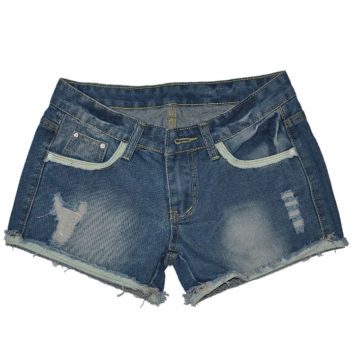 2013 spring denim shorts female loose plus size mid waist denim distrressed applique shorts