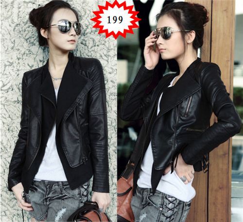 2013 spring double collar british punk style zipper buckle slim motorcycle PU clothing outerwear