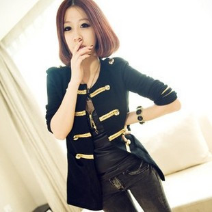 2013 spring fashion casual gold buckle yarn cardigan small short jacket