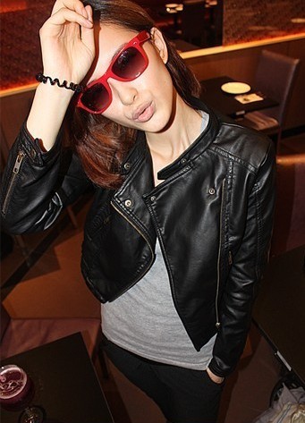 2013 spring fashion handsome leather motorcycle clothing women's short design leather clothing jacket outerwear female